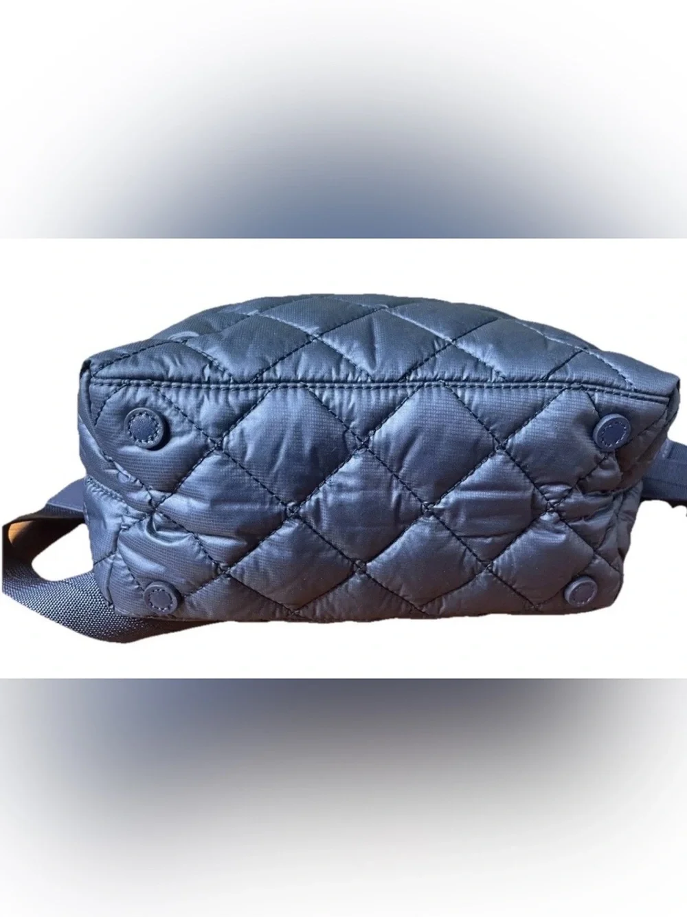 NWT QUINCE TRANSIT QUILTED CROSSBODY 2 WAY TOTE NAVY 10”Lx10”Hx5.5”W POCKETS